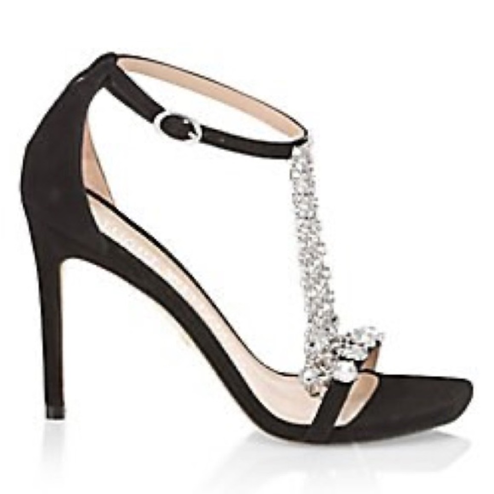Stuart Weitzman Stardust Crystal Embellished Suede Sandals